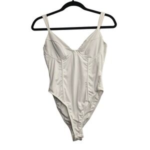 Princess Polly White Corset Bodysuit US 6 Minimalist Chic Clean Girl Going Out